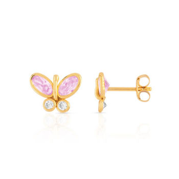 Boucles d'oreilles or 375 papillons zirconias
