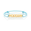 Bracelet or 375 jaune prénom sur cordon bleu