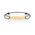 Bracelet or 375 jaune pr&eacute;nom sur cordon chocolat