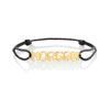 Bracelet or 375 jaune prénom sur cordon noir