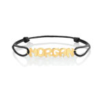 Bracelet or 375 jaune pr&eacute;nom sur cordon noir