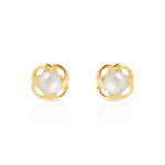 Boucles d&rsquo;oreilles or 375 jaune perle de culture de Chine