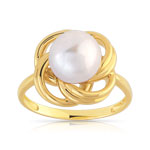 Bague or 375 jaune perle de culture de Chine