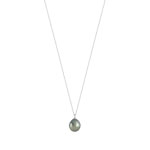 Collier or 375 blanc 375 perle de culture de tahiti 45 cm