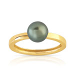 Bague or 375 jaune perle de culture de Tahiti