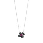 Collier or 375 blanc pierre fine diamant
