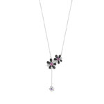 Collier or 375 blanc pierre fine et diamant