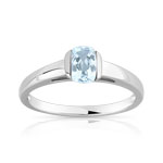 Bague or 375 blanc aigue-marine
