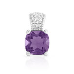 Pendentif or 375 blanc am&eacute;thyste et diamant