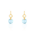 Boucles d&rsquo;oreilles or 375 jaune topaze bleue trait&eacute;e