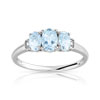 Bague or 375 blanc aigue-marine
