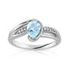 Bague or 375 blanc topaze bleue traitée et diamant