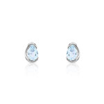 Boucles d&rsquo;oreilles or 375 blanc topaze bleue trait&eacute;e