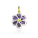 Pendentif or 2 tons 375 pierre fine et diamant