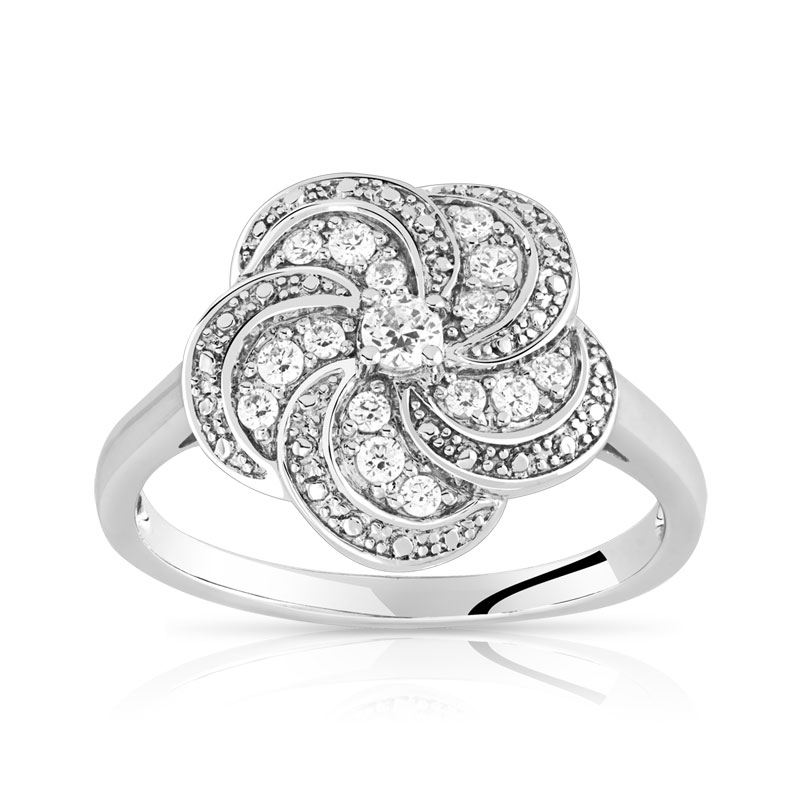 Bague or 375 blanc topaze blanche - vue 1