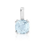 Pendentif or 375 blanc topaze bleue trait&eacute;e