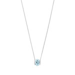 Collier or 375 blanc  topaze bleue trait&eacute;e