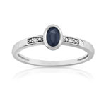 Bague or 375 blanc saphir et diamant