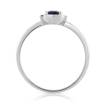 Bague or 375 blanc saphir ovale et diamants