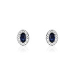 Boucles d&rsquo;oreilles or 375 blanc saphir et diamant