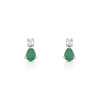 Boucles d'oreilles or blanc  375 émeraude et zirconia