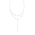 Collier or 375 blanc perle de culture de Chine et cristal