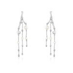 Boucles d&rsquo;oreilles or 375 blanc perle de chine et cristal