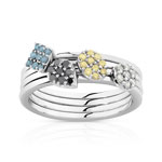 Lot de 4 bagues or 375 blanc diamant