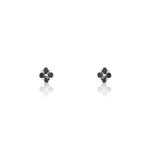 Boucles d&rsquo;oreilles or 375 blanc diamant noir