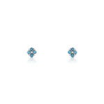 Boucles d&rsquo;oreilles or 375 blanc diamant bleus