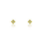 Boucles d&rsquo;oreilles or 375 blanc diamant jaune