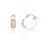 Boucles d&rsquo;oreilles or 375 rose c&eacute;ramique blanche
