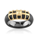 Bague or 375 jaune c&eacute;ramique noire
