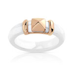 Bague or 375 rose c&eacute;ramique blanche