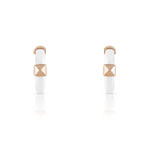 Boucles d&rsquo;oreilles or 375 rose c&eacute;ramique blanche