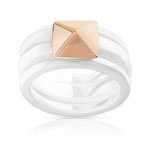 Lot 3 bagues or rose 375 c&eacute;ramique blanche