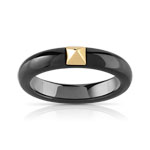 Bague or 375 jaune c&eacute;ramique noire