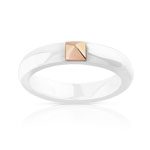 Bague or 375 rose c&eacute;ramique blanche