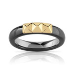 Bague or 375 jaune c&eacute;ramique noire