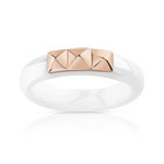 Bague or 375 rose c&eacute;ramique blanche