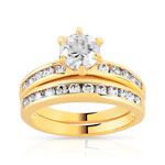 Ensemble de 2 bagues plaqu&eacute; or zirconia