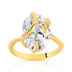 Bague plaqu&eacute; or zirconia