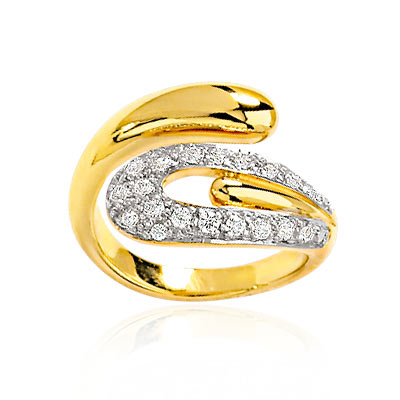 Bague plaqué or 2 tons zirconia