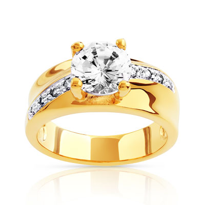 Bague plaqué or 2 tons zirconia
