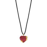 Collier cordon plaqu&eacute; or bois