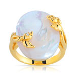 Bague plaqu&eacute; or nacre et zirconia