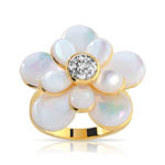 Bague plaqu&eacute; or 2 tons nacre et zirconia