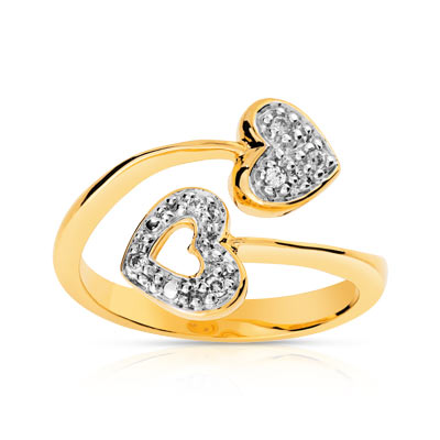 Bague plaqué or 2 tons zirconia