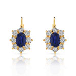 Boucles d&rsquo;oreilles plaqu&eacute; or saphir synth&eacute;tique zirconia