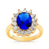 Bague plaqué or saphir synthétique zirconia